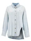 Attico Overshirt Diana In Denim Spalmato