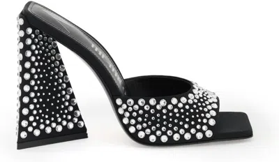 Attico Devon Satin Mules With Crystals In Metallic