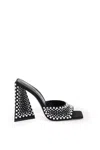 Attico Devon Satin Mules With Crystals In Silver