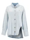 Attico Denim Overshirt With Slit Detail In Blue