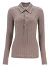 Attico Faded Mud Long Sleeve Vertical Striped T-shirt In Brown