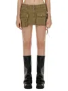Attico Fay Denim Cargo Miniskirt In Brown