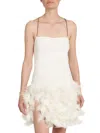 Attico Fujiko Feather-trimmed Mini Dress In White