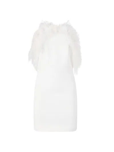 Attico Mini Feather Dress In White