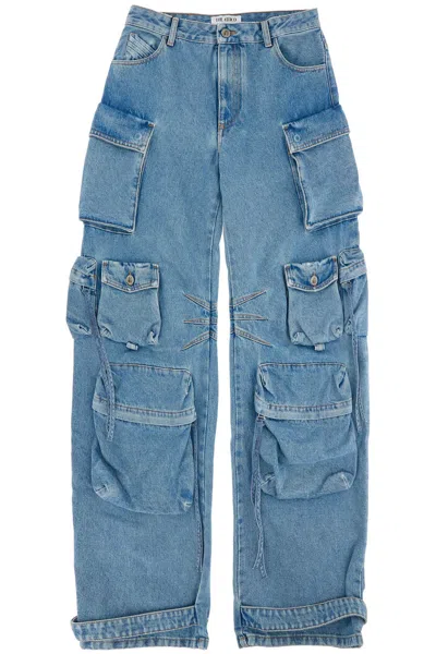 Attico Fern Cargo Jeans In Blue