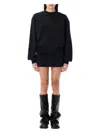 Attico Crewneck Minidress In Black