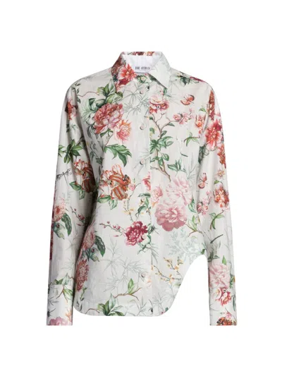 Attico Women's Floral Cotton Shirt In White