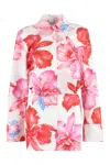 ATTICO WOMEN'S FLORAL PRINT PADDED SHOULDER COTTON SHIRTDRESS