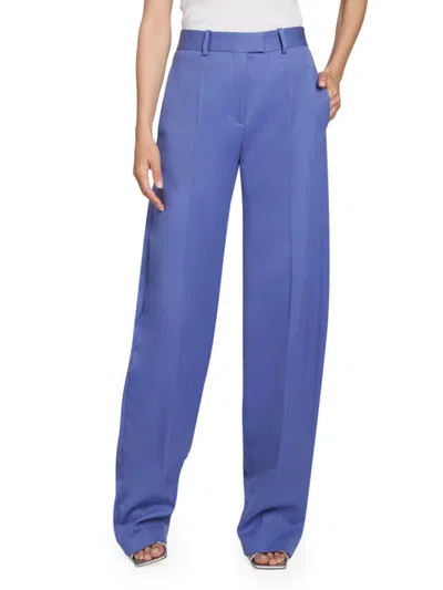 Attico Women's Front Pleated Wool Trousers In Violet