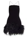 Attico Fujiko Feather-trimmed Mini Dress In Black