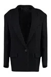 Attico Glen Oversized Blazer In Stretch Wool In Black