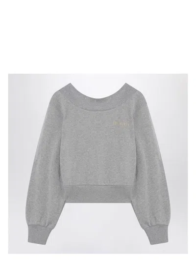 ATTICO WOMEN'S GRAY MÃ©LANGE/BEIGE SWEATSHIRT WITH CUT OUT