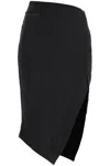 Attico Ribbed Waist Midi Skirt With Side Slit In Brown