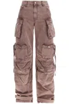 Attico Pink Jeans With Logo Patch On The Rear And Turn-up Cuffs In Denim Woman In Pink