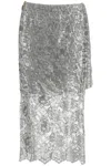 Attico Lace Midi Skirt In Silver