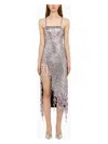 Attico Avery Embellished Square Neck Fringe Dress