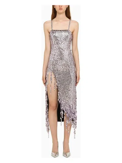 ATTICO WOMEN'S LAVENDER ASYMMETRIC DRESS WITH RHINESTONES