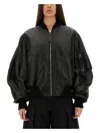 Attico Bomber Jacket With Bishop Sleeves In Black