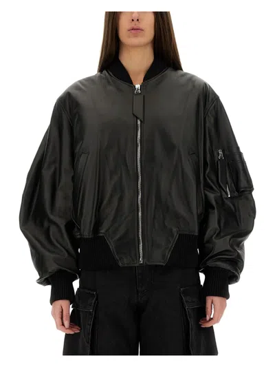 ATTICO WOMEN'S LEATHER BOMBER JACKET