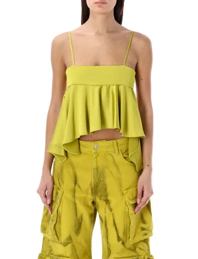 Attico Lemon Ruffle Crop Top In Yellow