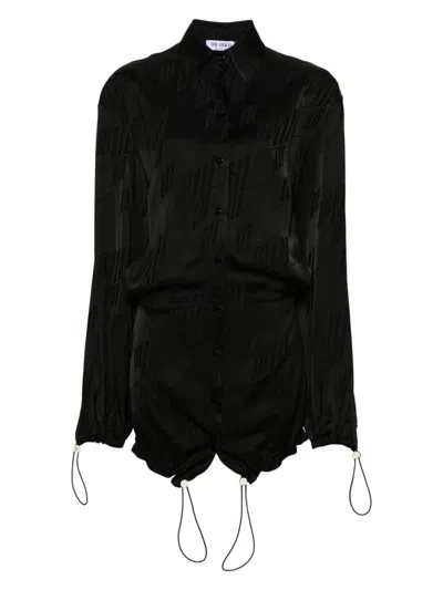 Attico Logo-jacquard Satin Mini Dress In Black