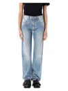 Attico Coated Boyfriend Pants With In Sky Blue