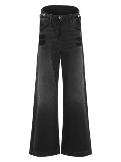 Attico Women's Long Trousers Denim In Black