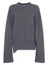 Attico Asymmetric Wool Cashmere Sweater In Grey