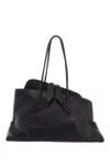 Attico Leather Handle Tote Bag La Passeggiata Medium In Black In Black