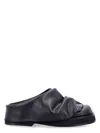 Attico Black Leather Mules In Black