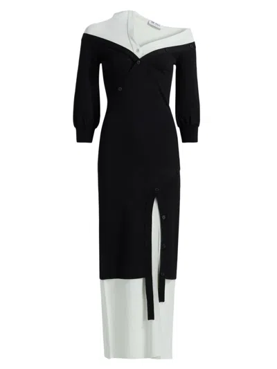 Attico Women's Mix Media Midi-shirtdress In Multi
