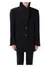 Attico Gabardine Single Breasted Blazer In Black