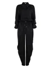 Attico Long-sleeved Satin Overall In Black