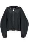 Attico Oversized Black Hooded Bomber Jacket In Black