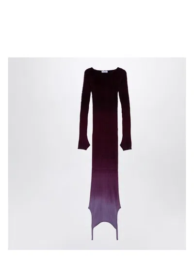 ATTICO WOMEN'S PURPLE/BURGUNDY RIB DRESS