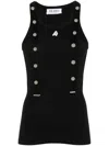 Attico Black Cotton Tank Top In Black