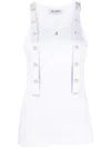 Attico Strap Detail Ribbed Tank Top In White