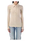 Attico Long-sleeved Polo Shirt In Faded Ecru
