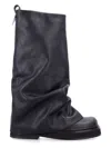 Attico 'robin' Black Boots With Square Toe And Logo Plaque On The Rear In Chocolate