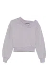Attico One-shoulder Cropped Sweatshirt With Open Back In Gray