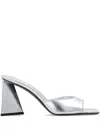 Attico Devon Metallic Platform Open Square Toe Mules In Silver