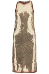 Attico Gold Sequin Mini Dress Without Sleeves In Gold