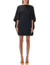 Attico Sharon Cutout Draped Satin Minidress In Black
