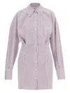 Attico White And Purple Striped Mini Shirt Dress In Pink