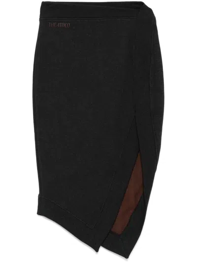 Attico Asymmetrical Midi Skirt In Grey