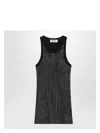 Attico Sleeveless Cotton Top Crystal Studs In Black