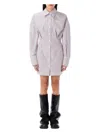 Attico White And Purple Striped Mini Shirt Dress In White Purple