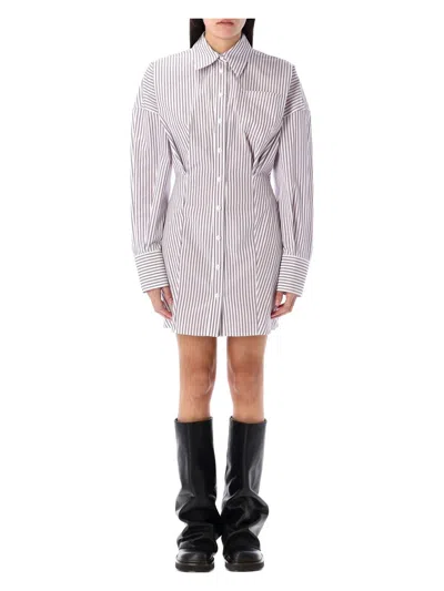 ATTICO WOMEN'S STRIPED MINI SHIRT DRESS