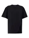 Attico Asymmetric Oversized Round Neck Short Sleeve Top In Black