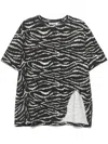 Attico Asymmetric Zebra Print Crewneck Top In Multi